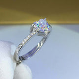 1.5ct Heart Cut Diamond Solitaire Ring 14k White Gold Finish with Round Accents