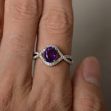 2ct Oval Purple Amethyst Infinity Wedding Engagement Ring 14k White Gold Finish