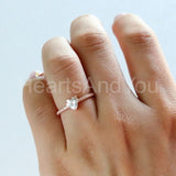 1ct Heart Cut Simulated Diamond Solitaire with Accent Ring 14k Rose Gold Plated