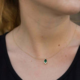 1ct Green Emerald Pear Cut Round Diamond Pendant with Chain 14k Yellow Gold Over