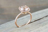 1.6ct Round Cut Peach Morganite Diamond Halo Ring 14k Rose Gold Over with Accent