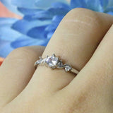 0.9ct Round Diamond Engagement Ring Petite Dainty Stackable 14k White Gold Over