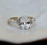 1.5ct Engagement Ring Oval Cut Diamond Petite Solitaire 14k White Gold Finish