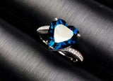 1.5ct Engagement Ring Heart Cut Sapphire Swirl with Accents 14k White Gold Over