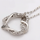 1.2ct Round Cut Diamond Pendant with Chain Double Heart Shape 14k WhiteGold Over