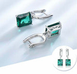 2ct Drop Earrings Radiant Cut Green Emerald Solitaire Dangle 14k White Gold Over