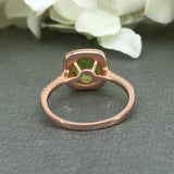 2ct Round Cut Green Peridot Halo Solitaire Engagement Ring 14k Rose Gold Finish