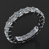 Full Eternity Wedding Ring Band 3ct Asscher Cut Diamond 14k White Gold Finish