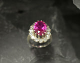 2.55ct Engagement Ring Oval Cut Pink Ruby Cocktail 14k White Gold Finish