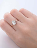 1.5ct Oval Diamond Engagement Ring Curved Bridal Wedding Set 14k Rose Gold Over