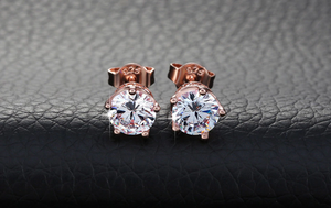 1.2ct Round Cut Diamond Crown Unique Design Stud Earrings 14k Rose Gold Finish