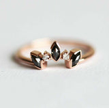 1ct Marquise Cut Black Diamond Wedding Band 14k Rose Gold Over Crown Tiara Shape