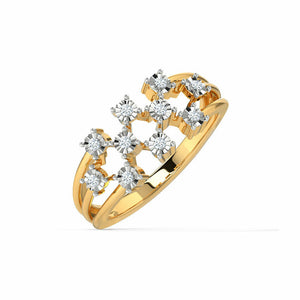 0.7ct Wedding Band Round Cut Diamond Cocktail Cluster Star 14k YellowGold Finish