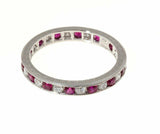 2ct Round Alternate Pink Ruby Diamond Wedding Band Eternity 14k White Gold Over