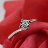 0.5ct Round Cut Diamond Heart Prong Swirl Solitaire Ring 14k White Gold Finish