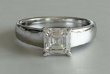 0.7ct Asscher Cut VVS1D Diamond Engagement Ring Solitaire 14k White Gold Finish