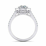 1.5ct Round Cut Diamond Engagement Ring Halo 14k White Gold Finish Round Accents