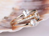 3 Stone Split Shank Engagement Ring 2ct Cushion Cut Diamond 14k Rose Gold Finish