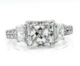 5Ct Asscher Cut Diamond Accented Trilogy Engagement Ring 14K White Gold Finish