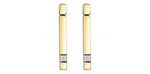 0.1ct Princess Simulated Diamond Vertical Bar Drop Earring 14k YellowGold Plated