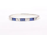 0.5ct Wedding Band Baguette Cut Blue Sapphire Half Eternity 14k WhiteGold Finish