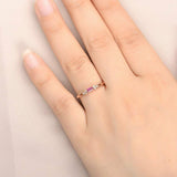 1ct Baguette Cut Pink Ruby Engagement Ring Petite Minimalist 14k RoseGold Finish