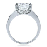 2.85ct Round Cut Diamond Engagement Ring Baguette Accents 14k White Gold Finish