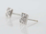 0.24ct Round Cut Diamond Pyramid Solitaire Stud Earrings 14k White Gold Finish