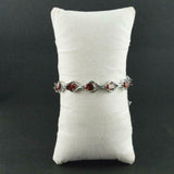 9Ct Oval Cut Red Garnet Stylish Design Tennis Bracelet 14K White Gold Finish