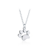 Stylish Teens Cute Pet Dog Footprint Paw Chain Pendant 14k White Gold Finish