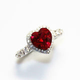 2ct Heart Cut Pink Ruby Engagement Ring Diamond Accent Halo 14k WhiteGold Finish