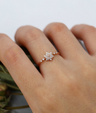 0.4ct Round Cut Diamond Engagement Ring 14k Rose Gold Finish Snowflake Design