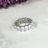 5Ct Oval Cut VVS1 Diamond Iced Full Eternity Wedding Band 14K White Gold Finish