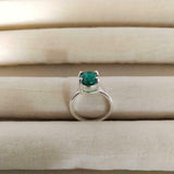 2ct Engagement Ring Round Cut Green Emerald Solitaire Women 14k WhiteGold Finish