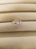 2ct Engagement Ring Emerald Cut Pink Sapphire Three Stone 14k White Gold Finish