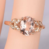 1.9ct Oval Cut Peach Morganite Bridal Halo Engagement Ring 14k Rose Gold Finish