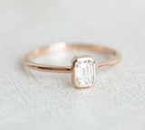 0.7ct Emerald Cut VVS1D Diamond Engagement Ring 14k Rose Gold Finish Solitaire