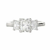 3ct Radiant Cut VVS1 Diamond Engagement Ring Classic Trilogy 14k White Gold Over