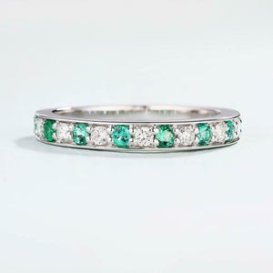 2ct Round Cut Green Emerald Channel Set Half Eternity Band 14k White Gold Finish