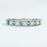 2ct Round Cut Green Emerald Channel Set Half Eternity Band 14k White Gold Finish