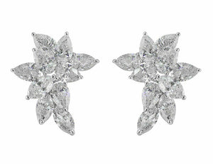 4Ct Pear Marquise Cut Diamond Cocktail Party Stud Earrings 14K White Gold Finish