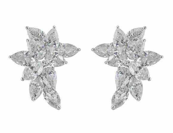 4Ct Pear Marquise Cut Diamond Cocktail Party Stud Earrings 14K White Gold Finish