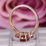 1.8ct Oval Cut Pink Ruby Engagement Ring Round Accent Trilogy 14k Rose Gold Over