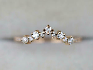 0.8ct Wedding Ring Band Round Cut Diamond Curved Stackable 14k YellowGold Finish