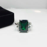 1.3ct Green Emerald Diamond Accent Solitaire Engagement Ring 14k White Gold Over