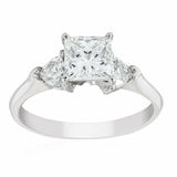 3ct Princess Diamond Trillion Sides Trilogy Engagement Ring 14k White Gold Over