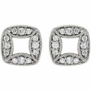 0.5ct Round Cut VVS1 D Diamond Antique Stud Earrings Women 14k White Gold Finish