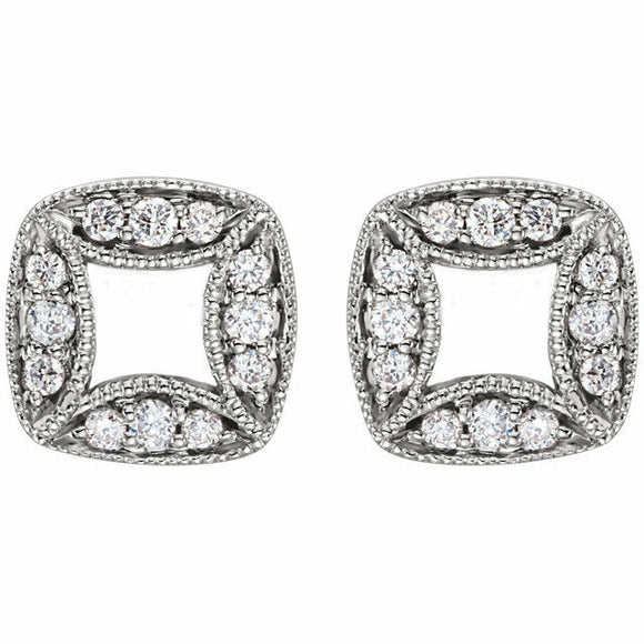 0.5ct Round Cut VVS1 D Diamond Antique Stud Earrings Women 14k White Gold Finish