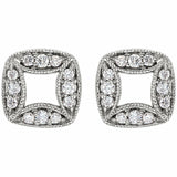 0.5ct Round Cut VVS1 D Diamond Antique Stud Earrings Women 14k White Gold Finish