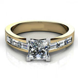 2.1ct Princess Cut Diamond Dual Tone Engagement Ring 14k Yellow Gold Finish